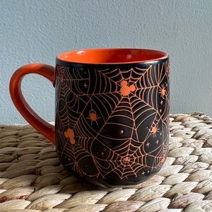 Disney Hidden Mickey Spider Web Mug - orange black Mickey Mouse Halloween mug